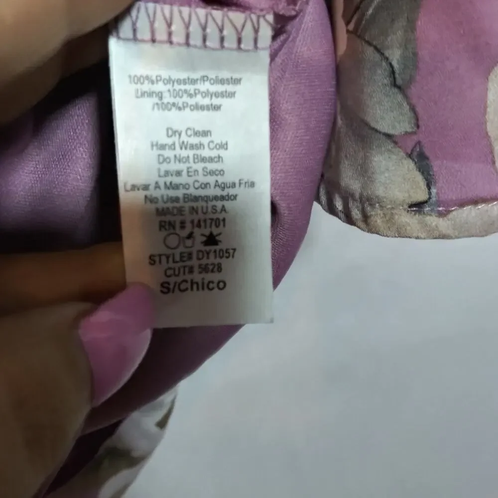 143 Story By Line Up Blush Pink Floral Mini Dress V Neck Flare Sleeve Size Small - Picture 7 of 8